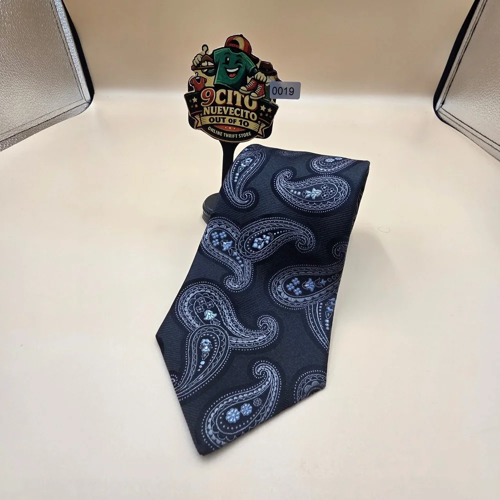 Daniel Cremieux Mens Silk Tie Black Blue Paisley Hand Made USA Classic 3.5 Inch